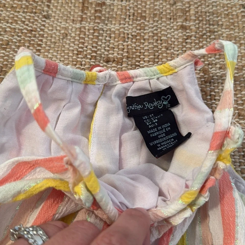 Cynthia Rowley Crinkle Stripe Little Girls Sun Dress 3T